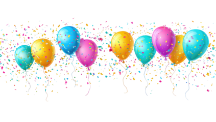 Colorful balloons with confetti. Festive party background