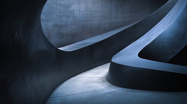 Minimalist abstract exterior design featuring smooth curves asymmetrical forms and a monochromatic color scheme