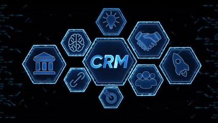 Digital C R M concept network with glowing icons for business growth innovation teamwork and - Powered by Adobe