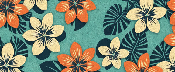Obraz premium Hawaiian flowers. Oil painting. Pattern for printing on wall decorations, covers, leaflets, business cards
