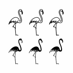 Obraz premium Flamingo silhouettes in black and white, arranged in a grid pattern