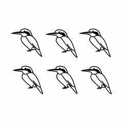 Obraz premium Six kookaburras in a pattern simple black and white vector illustration