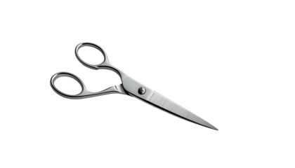 Metal scissors slightly opened on black