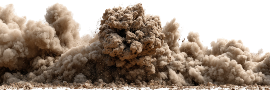 Huge cloud of beige dust erupts