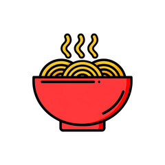 Steaming Noodle Bowl Illustration on transparent background