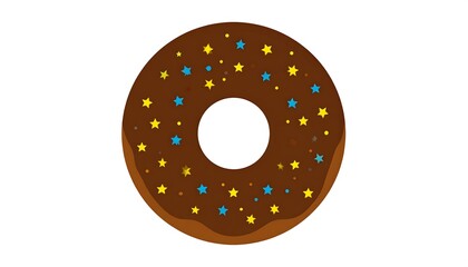 Fototapeta premium Delicious Chocolate Donut with Colorful Sprinkles on White Background.
