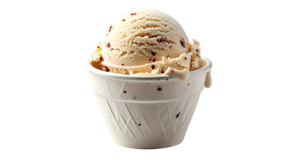 Creamy ice cream scoop with flecks in a paper cup