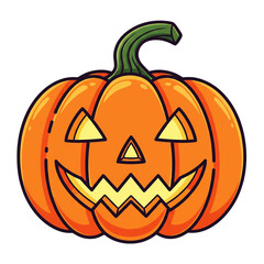 The classic jack-o'-lantern is a scary pumpkin with an evil face, a bright orange symbol of the Halloween holiday in October