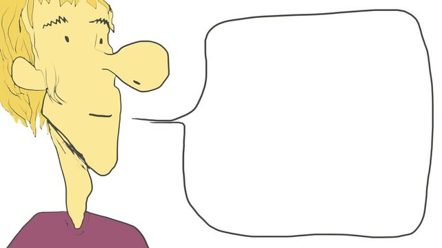 A man or character is speaking or talking about something. There's a dialog box or speech bubble nearby.