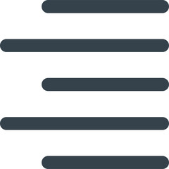 Fototapeta premium Four Dark Blue Horizontal Lines Representing Text Alignment Options on a Transparent Background