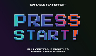 Press Start 3D game pixel editable text effect
