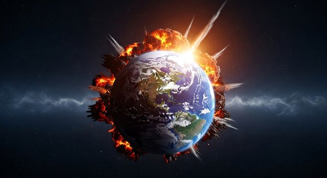 Earth Exploding Catastrophic Event.