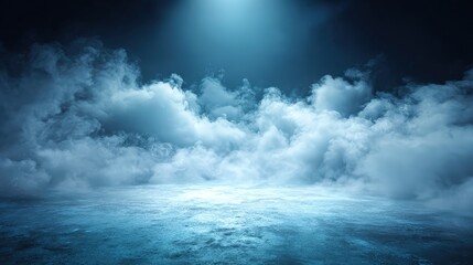 Obraz premium Mystical ocean scene with glowing horizon and dramatic cloud formations under moonlight creating an enchanting seascape atmosphere