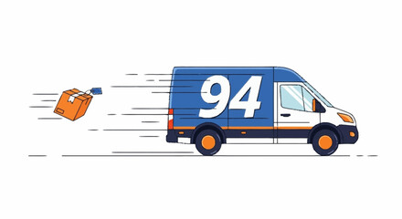 Speedy delivery van transporting package with urgent shipping, perfect for logistics, e-commerce, and fast shipping advertisements and promotions now