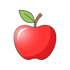 Red apple fruit vector illustration with green leaf isolated, a fresh and healthy food icon design