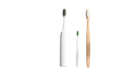 Three toothbrushes; electric, manual, and travel size