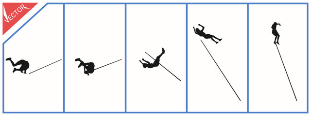 Pole vaulting silhouette. Suitable for sports themes. Vector illustration.