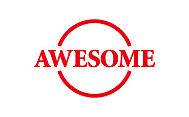 AWESOME - AWESOME word written on Red Rubber Stamp 
