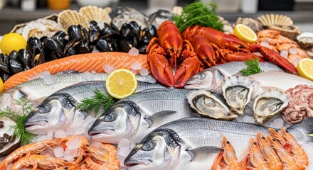 Fresh Seafood Feast Platter With Lobster And Fish