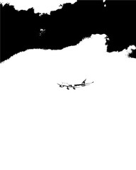 Obraz premium Soaring Through the Clouds Await Adventure and Freedom, Feel the Thrill of Flight in this Dynamic Vector Illustration, Ideal for Travel, Aviation, and Inspirational Themes
