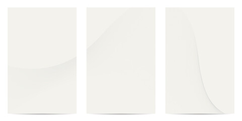 Three elegant, minimalist abstract backgrounds with subtle curves and delicate lines in light neutral tones, perfect for modern design projects.