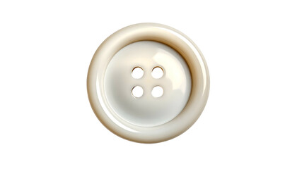 Fototapeta premium Glossy, round, off-white button with four holes, on black background