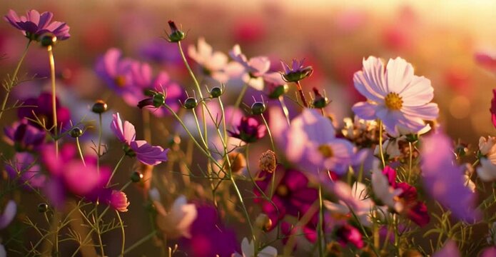 flores hermosas que ondean con el sol y el viento de oto&ntilde;o, hermoso, oto&ntilde;al, c&aacute;lido, acogedor, tranquilo, conmovedor

