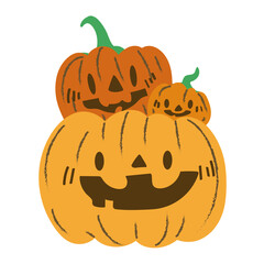 Three Smiling Pumpkins Jack O’Lantern Halloween Illustration