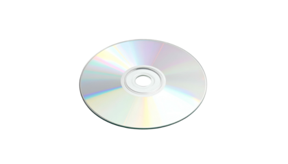 Shiny compact disc with rainbow reflections on black background