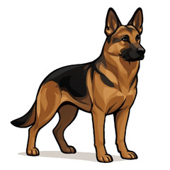Fototapeta premium German Shepherd Dog Illustration – Detailed Black and Tan Breed Art on White Background