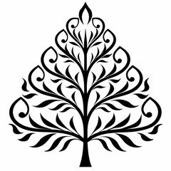 Mustard tree on white background.04
