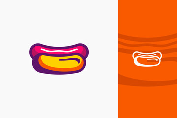 Cute Hotdog Cartoon Logo – Fun Colorful Minimal Food Icon for Restaurant and Snack Brand Design