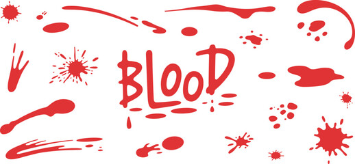 Horror themed blood splatter text design, dripping red typography with splash effect, scary graphic illustration for Halloween poster or artwork