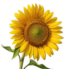 Rare golden sunflower in wild prairie, isolated on transparent background