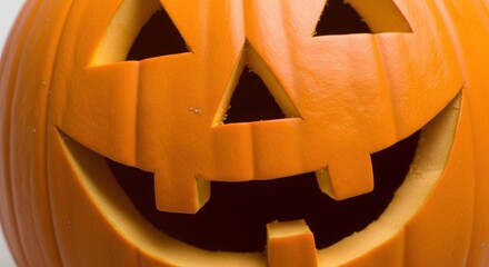 Carved halloween pumpkin with a smiling face ready for the spooky holiday