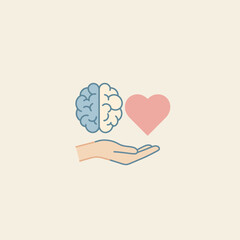 Mind-Heart Balance Symbolizing Mental and Emotional Well-being with Hand Gestures and Design