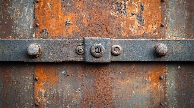 Rusty metal door with old lock and weathered surface showcasing intricate details - Powered by Adobe