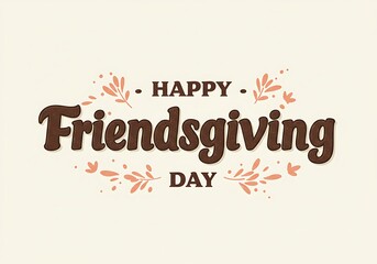 Happy friendsgiving day text with autumn leaves illustration