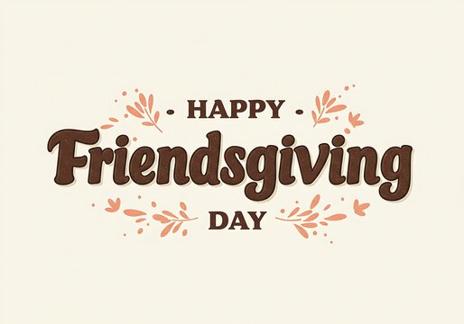 Happy friendsgiving day text with autumn leaves illustration - Powered by Adobe