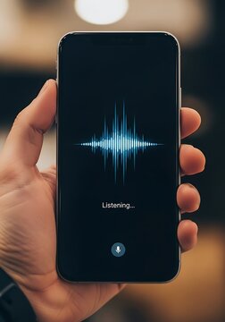 Smartphone Voice Recording in Hand.