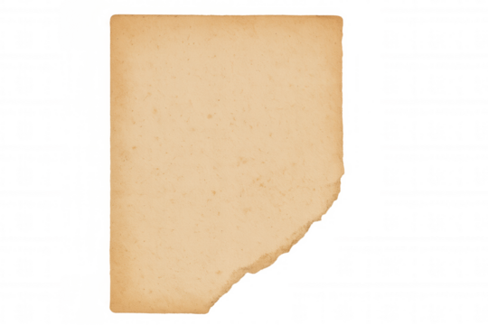 Vintage aged paper with ripped edges, antique parchment texture background, old blank grunge surface