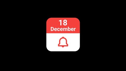 18 December Calendar with Notification Bell Animation | Event Reminder Concept