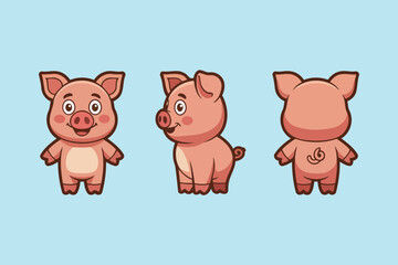 Charming cartoon pig character poses playfully, perfect for children's books, educational materials, and delightful animal-themed designs