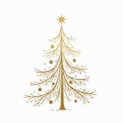 Obraz premium Elegant golden christmas tree illustration for festive holiday season celebrations