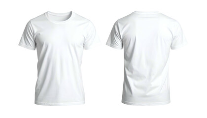 Front and back views of a plain white short-sleeved t-shirt, digitally rendered