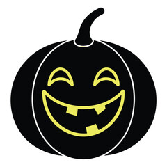 Isolated spooky orange jack−o−lantern pumpkin face for Halloween decoration on white