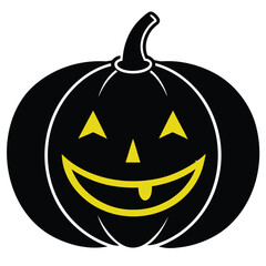 An isolated orange Jack-o'-lantern pumpkin with a scary carved face for Halloween decoration