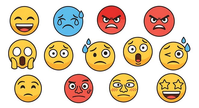 Collection of Emojis Representing Various Emotions.