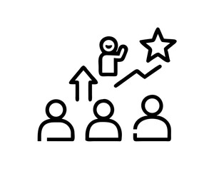 Team growth and success with people, arrow, and star