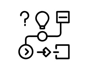 Workflow process icon, showing step by step progression